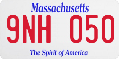 MA license plate 9NH050