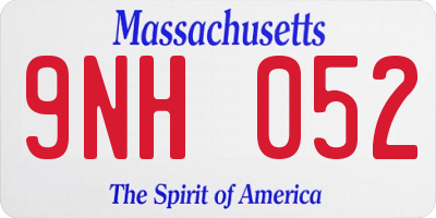 MA license plate 9NH052
