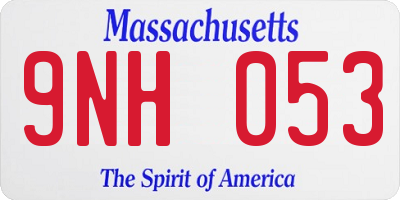 MA license plate 9NH053