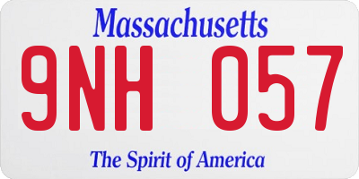 MA license plate 9NH057
