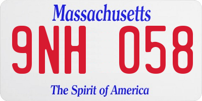 MA license plate 9NH058