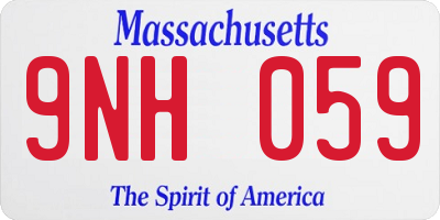MA license plate 9NH059