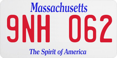 MA license plate 9NH062