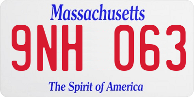 MA license plate 9NH063