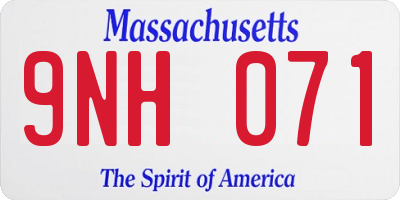MA license plate 9NH071