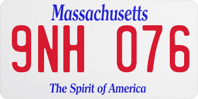 MA license plate 9NH076