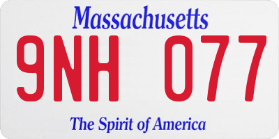 MA license plate 9NH077