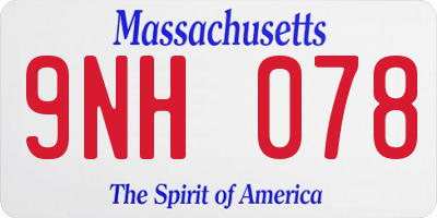 MA license plate 9NH078