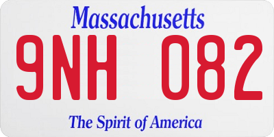 MA license plate 9NH082