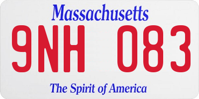 MA license plate 9NH083