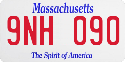 MA license plate 9NH090