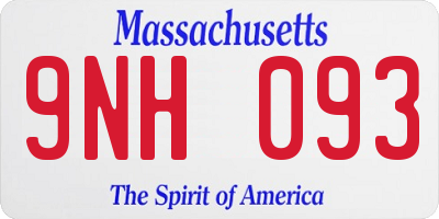 MA license plate 9NH093