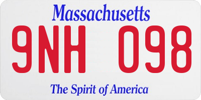 MA license plate 9NH098