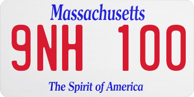 MA license plate 9NH100