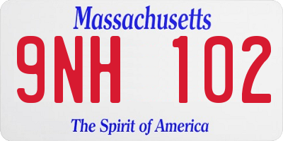 MA license plate 9NH102