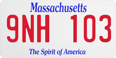 MA license plate 9NH103
