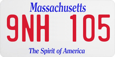 MA license plate 9NH105