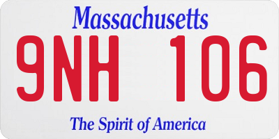 MA license plate 9NH106
