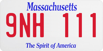 MA license plate 9NH111