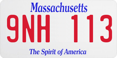 MA license plate 9NH113