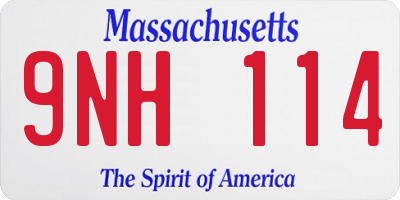 MA license plate 9NH114