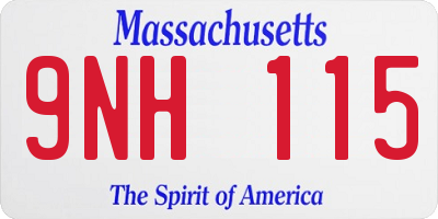 MA license plate 9NH115