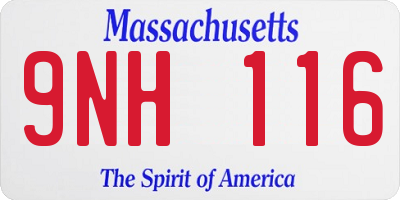 MA license plate 9NH116