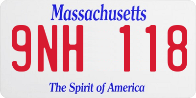 MA license plate 9NH118