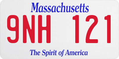 MA license plate 9NH121