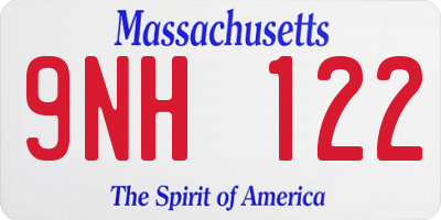 MA license plate 9NH122