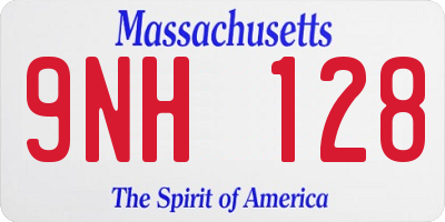 MA license plate 9NH128