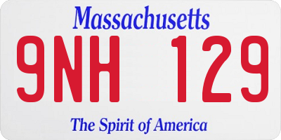 MA license plate 9NH129