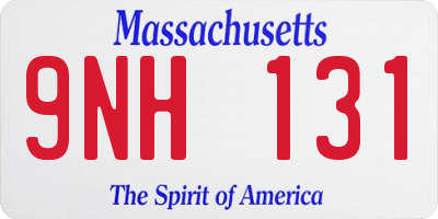 MA license plate 9NH131
