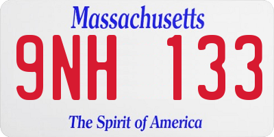 MA license plate 9NH133