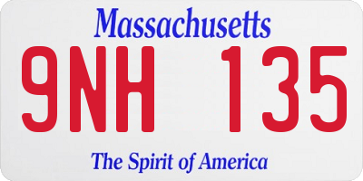 MA license plate 9NH135