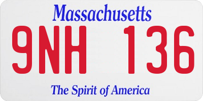 MA license plate 9NH136