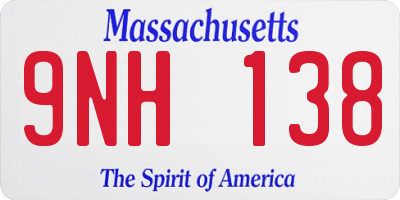 MA license plate 9NH138