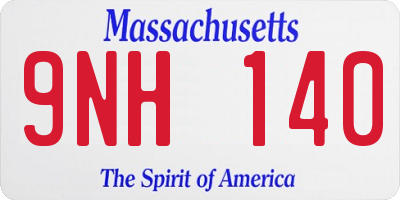 MA license plate 9NH140