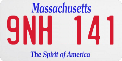 MA license plate 9NH141