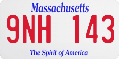 MA license plate 9NH143