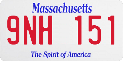 MA license plate 9NH151