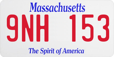 MA license plate 9NH153