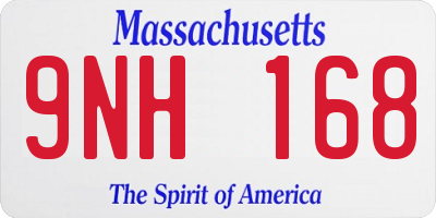 MA license plate 9NH168
