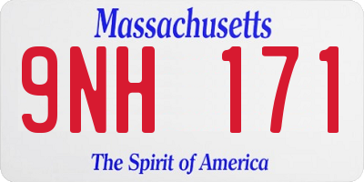 MA license plate 9NH171