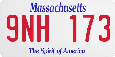 MA license plate 9NH173