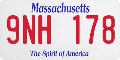 MA license plate 9NH178