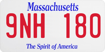 MA license plate 9NH180