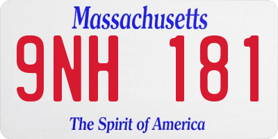 MA license plate 9NH181