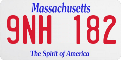 MA license plate 9NH182
