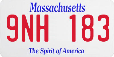 MA license plate 9NH183